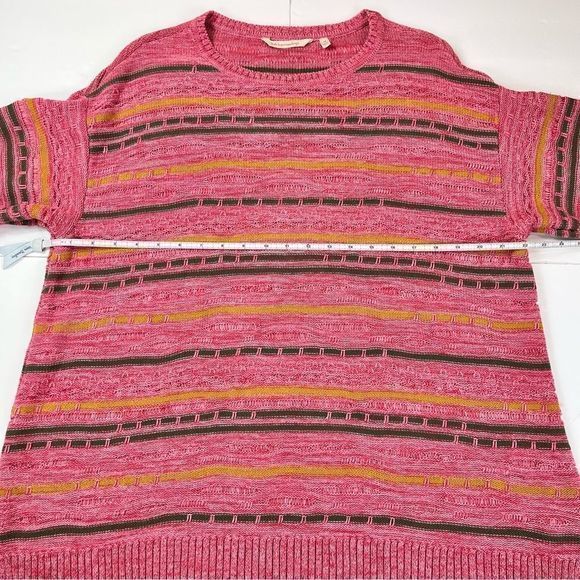 Soft Surroundings Lisabetta Art Stripe Dusty Cedar Pink Sweater 1X - Picture 7 of 11